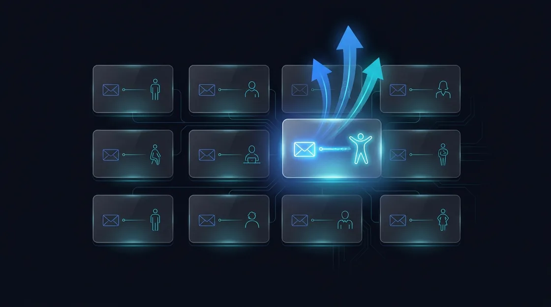 Email sending engine dashboard running at full market scale, tens of thousands of sends a day